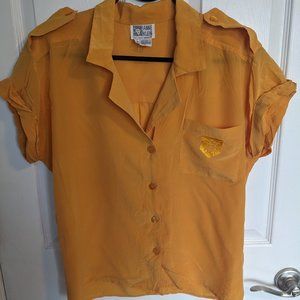 Vintage Anne Klein 100% silk collared short sleeve button down blouse